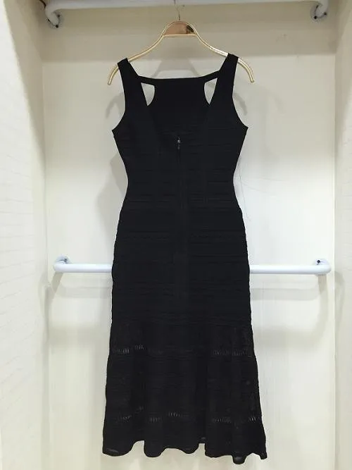 Новая мода 2016 г. оптовая продажа элегантный черный Pointelle платье HL повязки Высокое качество платье для вечерние