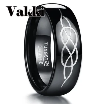 

8mm Wind Black Laser Celtic Knot Dome 100% Tungsten Steel Ring For Men Husband Boyfriend Birthday Gift Jewelry