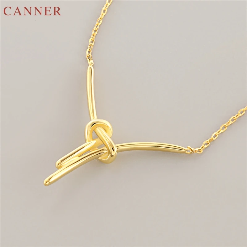 925 Sterling Silver Knotted Pendant Necklace Women collier femme Gold Chain Necklaces Fashion Jewelry Gifts collar mujer C40