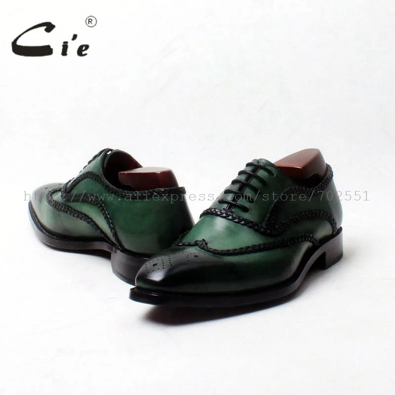 Cie/ ; Goodyear; Мужские модельные туфли-оксфорды ручной работы из натуральной телячьей кожи; темно-зеленые туфли; № OX552