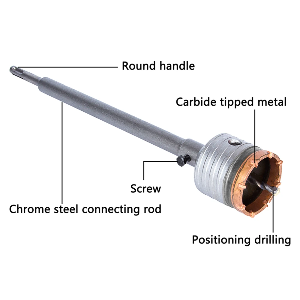 

4pcs/set 65mm Wall Drill Bits Round SDS Plus Shank Wall Hole Saw Cutter Drill Connector Rod for Concrete Cement Stone Tools