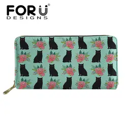 FORUDESIGNS/Прекрасный животных 3D Cat цветочный узор Для женщин кошелек долгого путешествия высокое качество кожаный бумажник Для женщин