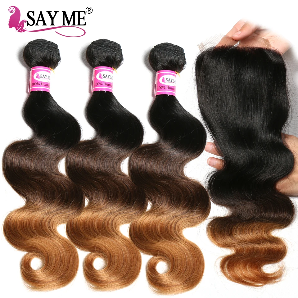 

Malaysian Body Wave Bundles With Closure 3 Bundles Ombre Human Hair Bundles With Closure 1b/4/30 27 Remy Malaysian Hair Weave