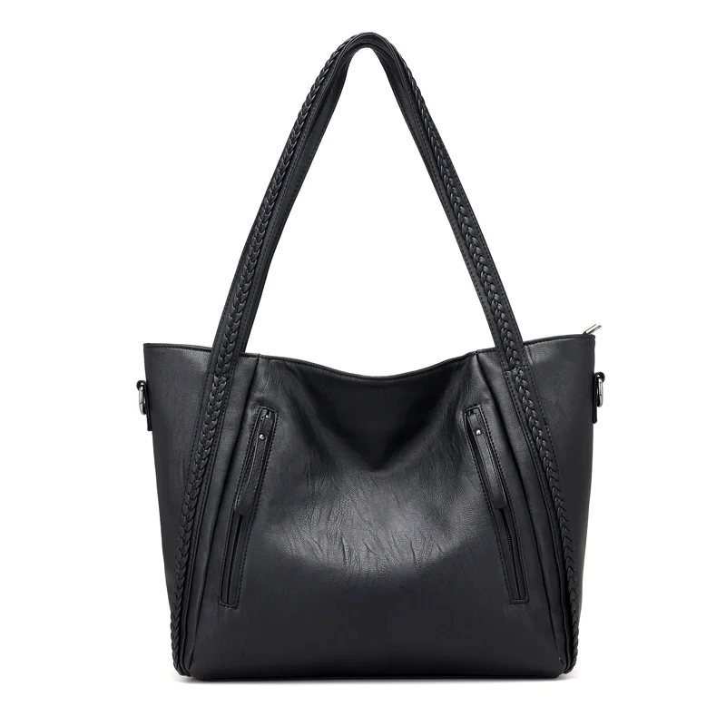  2018 brand high quality soft leather large pocket casual handbag women's handbag shoulder bag large - 32957478455