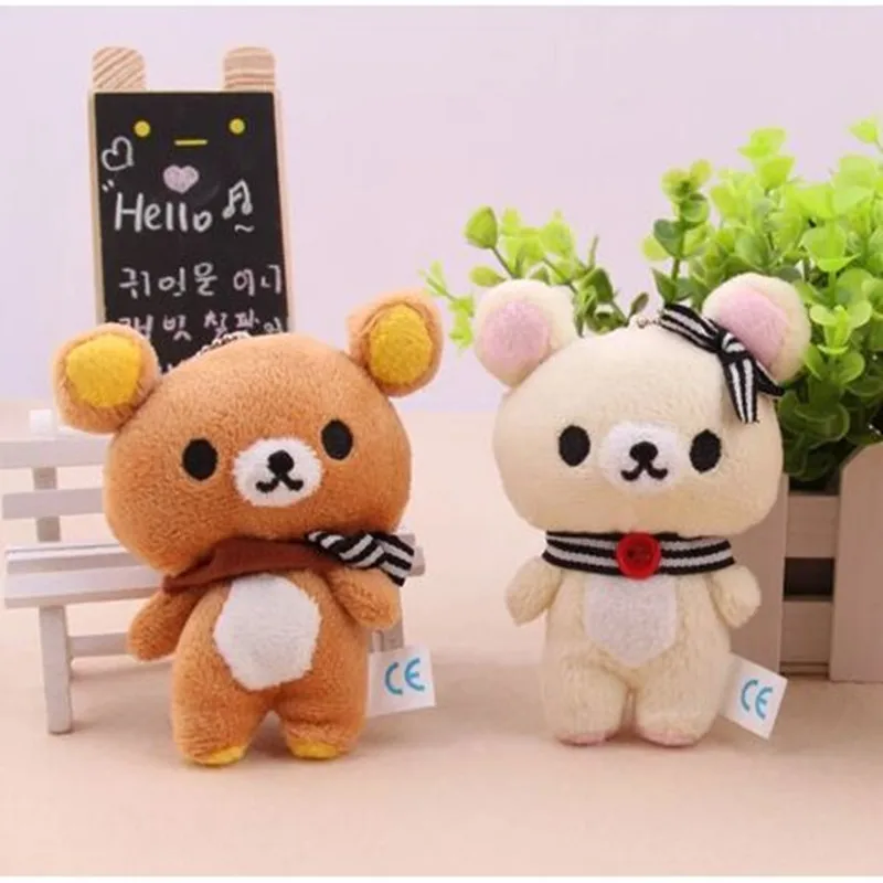 

1PCS 11CM Plush Toy Easy Bear Doll Pendant Couple Bear Stuffed Toy Cartoon Bear Bouquet Material Gift Super Cute Key Pendant