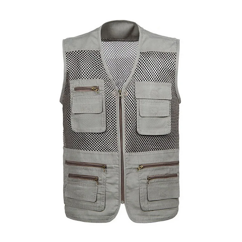 

Oeak Men's Fashion Quick Dry Breathable Multi-pockets Sleeveless Zipper Vest Coats New Middle-aged Casual Work Outdoor Vest