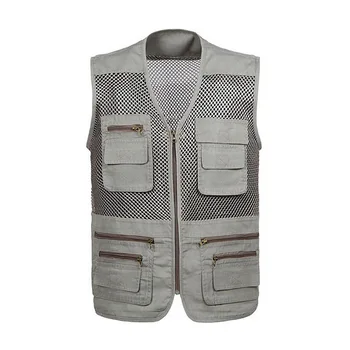 

Oeak Men's Fashion Quick Dry Breathable Multi-pockets Sleeveless Zipper Vest Coats New Middle-aged Casual Outdoor Vest
