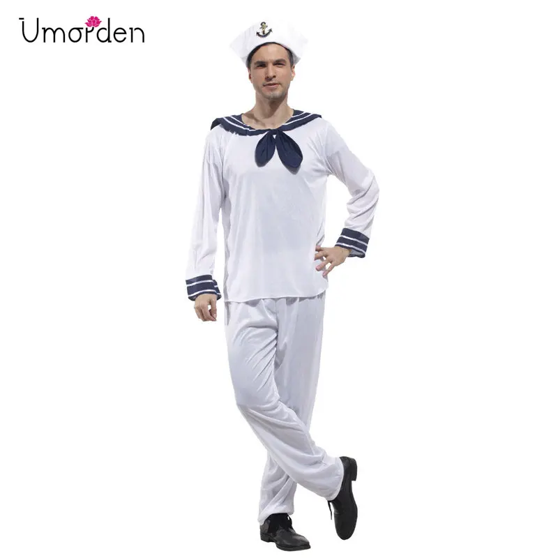

Umorden Halloween Sailor Costume Men Adult Navy Uniform Man Cosplay Purim Carnival Christmas Party Dress Costumes Disfraces