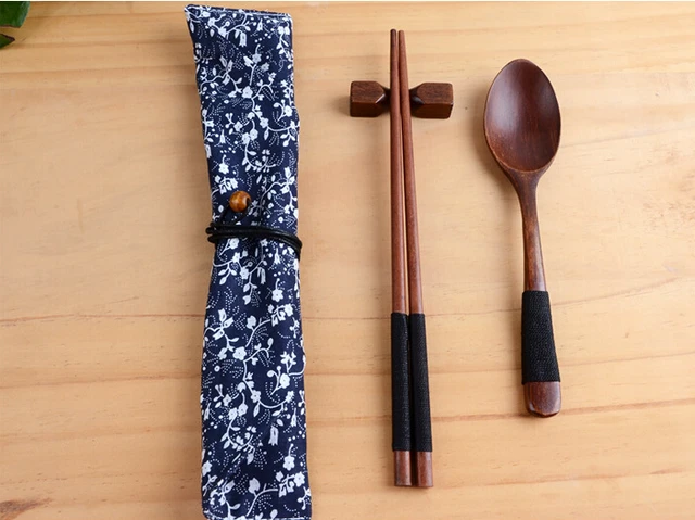 New Arrivals Korean Anese Chinese Style Wood Chopsticks Spoon Bag New Arrivals Korean Anese Chinese Style Wood Chopsticks Spoon Bag Creative Travel Portable Household Dinnerware Sets