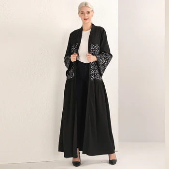 

2019 Black Kaftan Open Abaya Robe Dubai Turkey Hijab Muslim Dress Abayas For Women Caftan Islamic Clothing Ramadan Elbise Giyim
