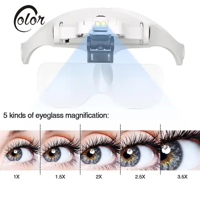 Adjust Headband Light Magnifier Glass Loupe For Eyelash Extension Grafting Repair Tattooing Accessory Tool 1X 1.5X 2X 2.5X 3.5X Adjust Headband Light Magnifier Glass Loupe For Eyelash Extension Grafting Repair Tattooing Accessory Tool 1X 1.5X 2X 2.5X 3.5X