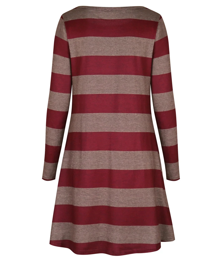 Gladiolus Autumn Winter Women Dress O-Neck Long Sleeve Striped Loose Casual Midi Dress Vestidos Verano 2018 Vestido Sundress (33)