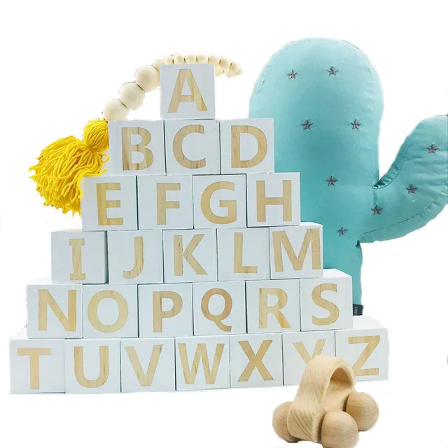 home decor nursery baby 26pc spray paint letter blocks toy alphabet