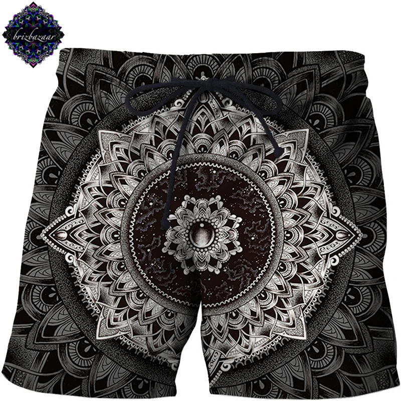 Mandala By Brizbazaar Art Mens Beach Shorts 3D Print Board Short Pant Harajuku Quick Dry Male 2018 Summer Fashion | Мужская одежда
