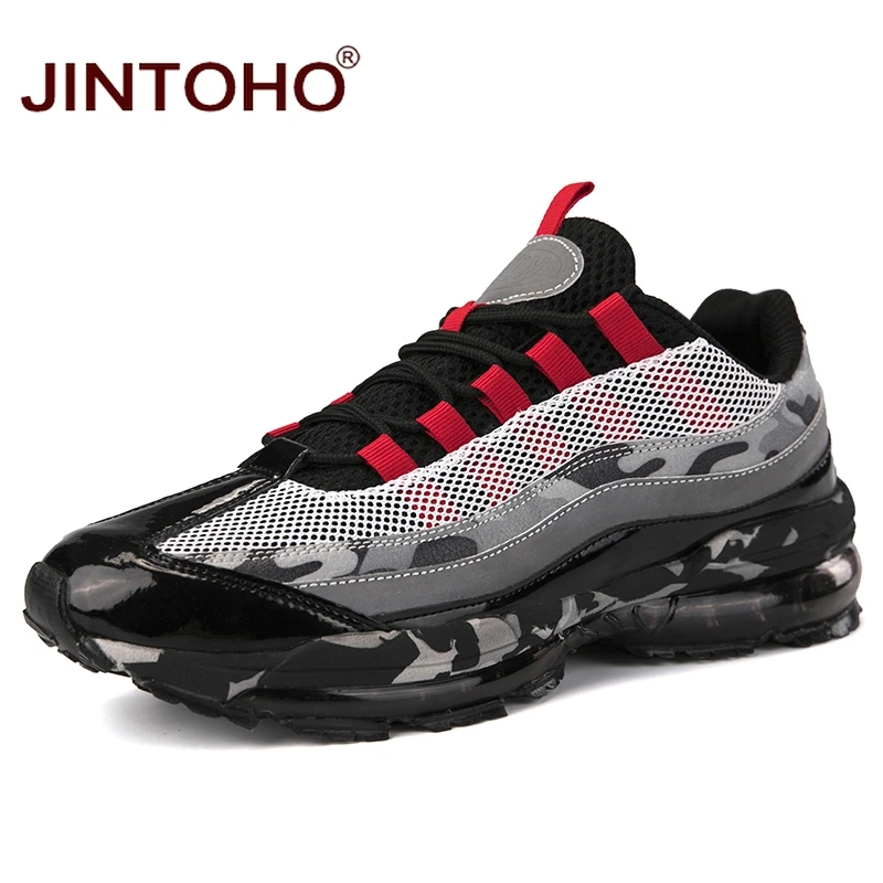JINTOHO/Новинка года; Мужская прогулочная обувь; Высококачественная Мужская Спортивная обувь; брендовая спортивная обувь для мужчин; Дизайнерские мужские кроссовки; Zapatillas - Цвет: black red