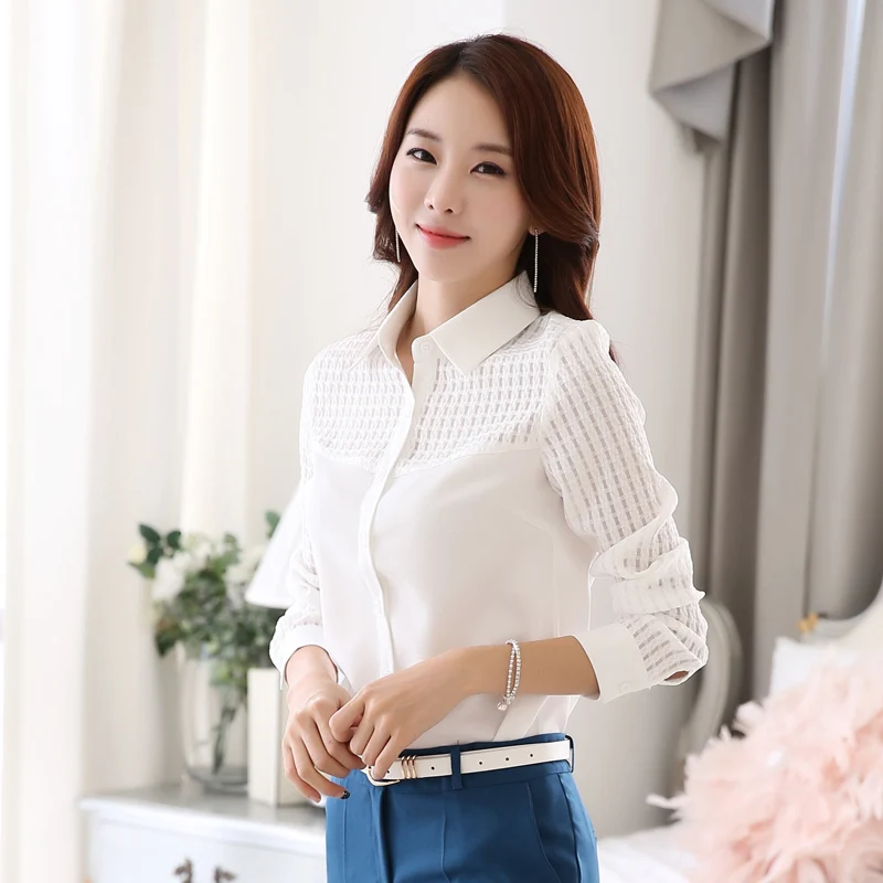 2016 осенне-зимняя теплая женская рубашка белая шифоновая тонкая бархатная