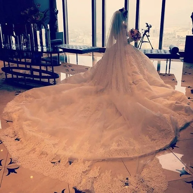 2016-Gorgeous-Ball-Gown-Cathedral-Train-Wedding-Dress-Sexy-V-Neck-Off-the-Shoulder-Lace-Long (2)