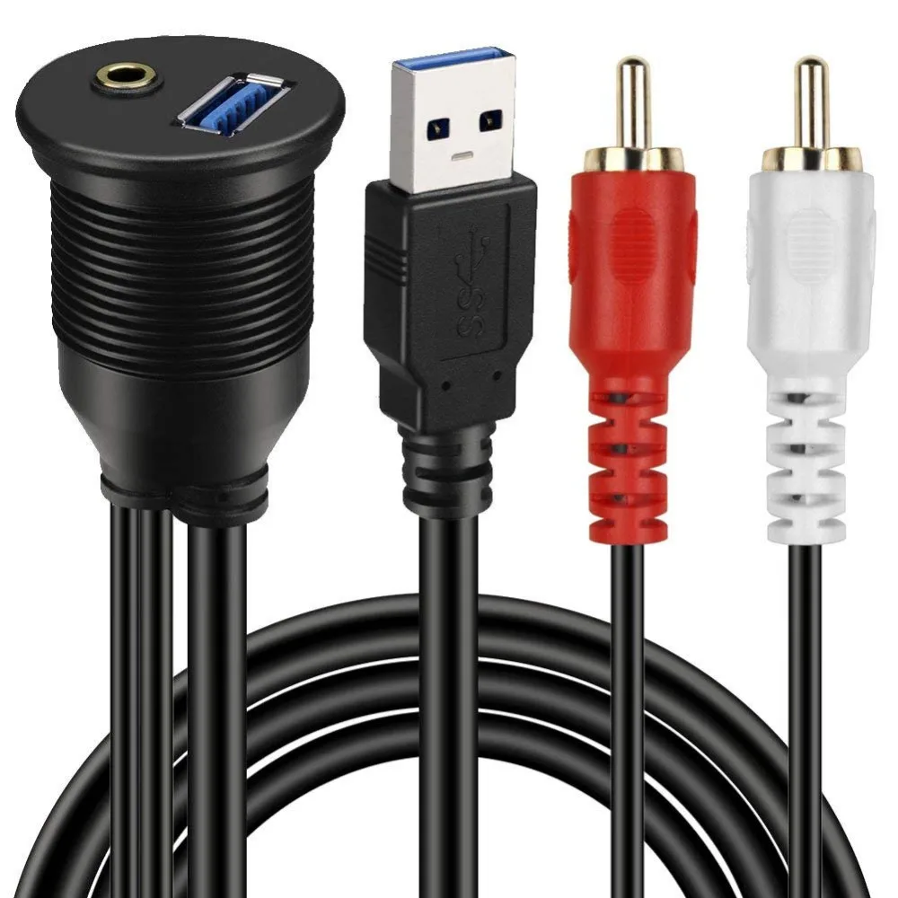 Удлинительный кабель LBSC USB 3 0 и 2 RCA штекер на 5 мм USB3.0 гнездо для автомобиля 2RCA |