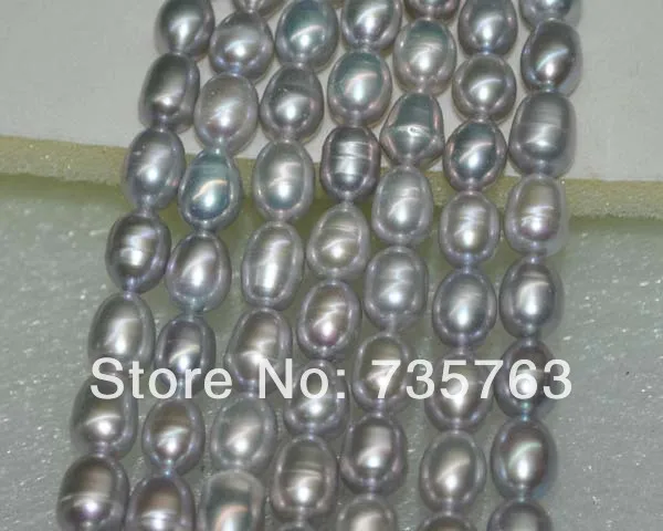 

xiuli 000242 Lots 10strs AA 8*10mm luster Rare grey rice freshwater pearl