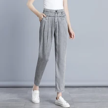 Весна лето женские джинсы Tencel шаровары Повседневные Свободные Брюки Высокая талия длиной до щиколотки джинсы Mujer