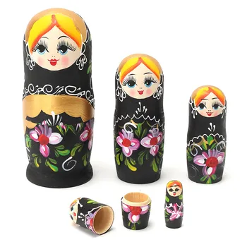 

Exquisite 5pcs/set Matryoshka Russian Nesting Dolls Babushka Wooden Decor Gift Flowers Hand Painted Doll Children Toy