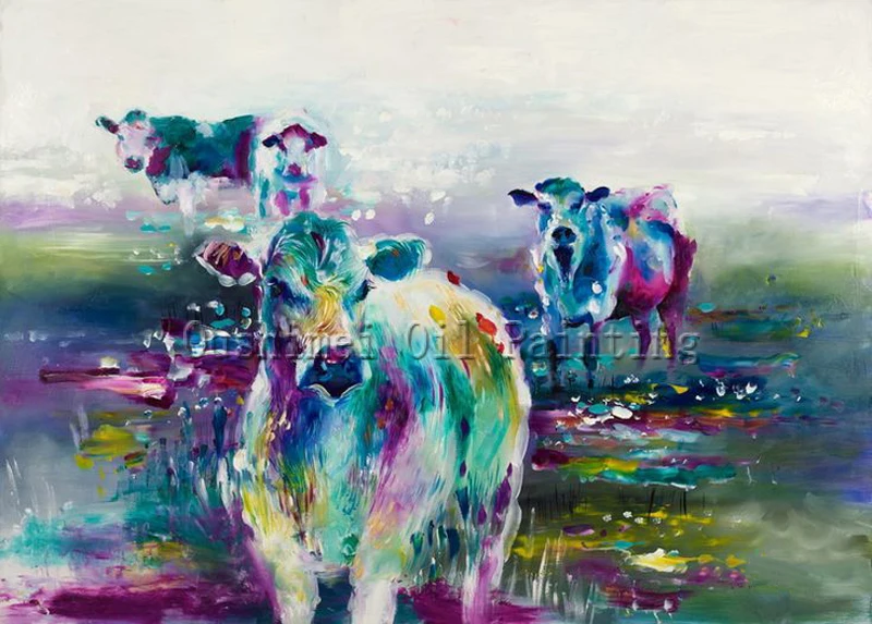 X Series Impression Abstract Cattle Oil Painting For Wall Decoration