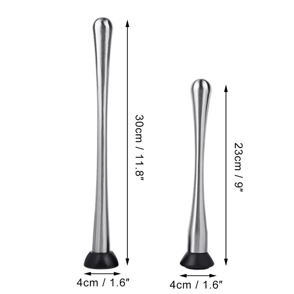 Cocktail Muddler Stainless Steel Pestle Grooved Plastic Head DIY Drinks Fruit Ice Cocktail Muddler Bar Mixer Mojito Bar Tools