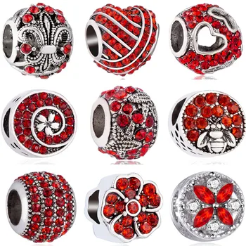 

Red Color Hollow Music Stars Flowers Leaves Love Hearts Beads Charms Fit Pandora Bracelets DIY Jewelry for Women Lover Trinket
