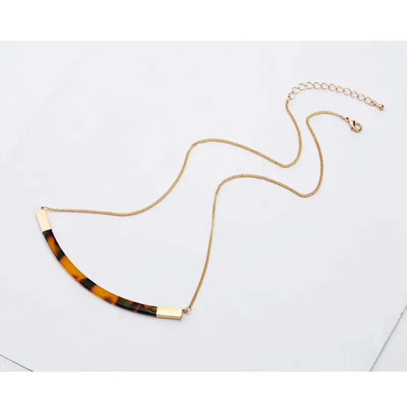 

Necklace women Acrylic Brown Tortoise Shell Necklaces Chokers Mottled Resin Fashion Jewelry link chain