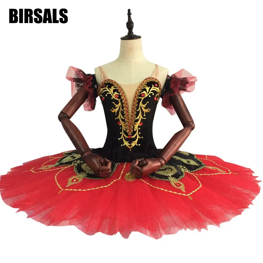 Professional Ballet Tutu Black  Red Adult Costume Tutus Women Professional Tutus Kids Pancake Tutus for Competitions BT9091A