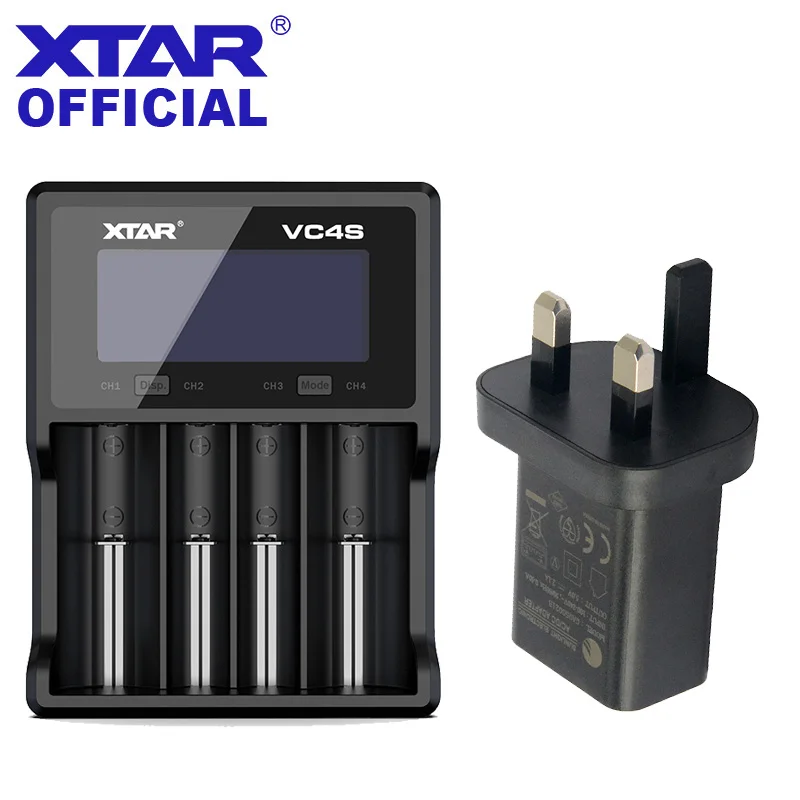 USB Зарядное устройство XTAR VC4S QC3.0 быстрой зарядки 5V 2.1A ЕС штекер Micro USB Зарядное устройство 3,7 V 1,2 V AA AAA Батарея Зарядное устройство для 18650 Батарея - Цвет: VC4S With UK PLUG