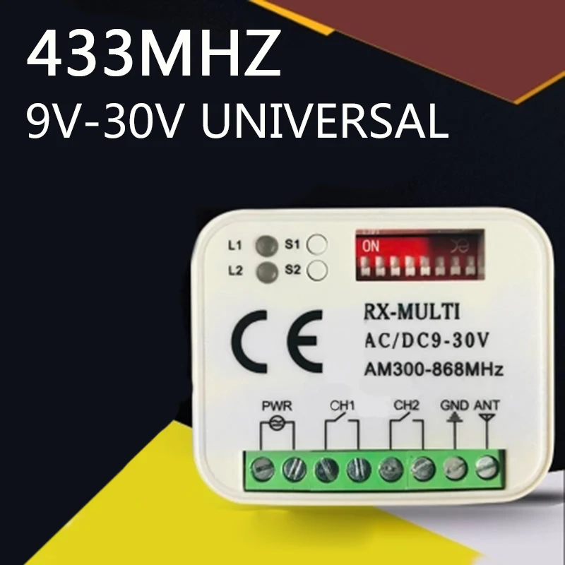 

9-30V DC AC Universal 2 Channel Wireless Receiver 433 MHz Remote Leaning Code /