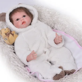 

22inch Reborn silicone vinyl Baby Doll Kids Playmate white skin Alive Soft Toys for Bouquets Doll baby reborn Toys for sale