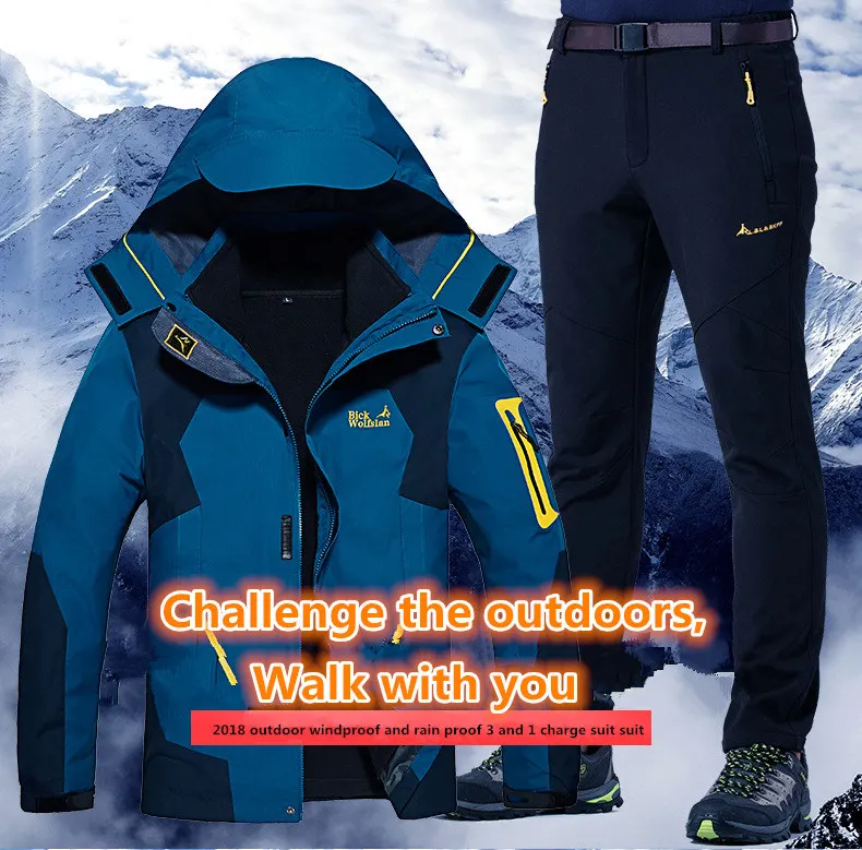 Jaquetas ao ar Livre de Acampamento Cabolsas + Calça Unco Boror High End Casais Caminhadas Jaqueta Cabolsa Escalada Três-in-one Terno M-8xl 2021new & 14 Jaq. caminhada