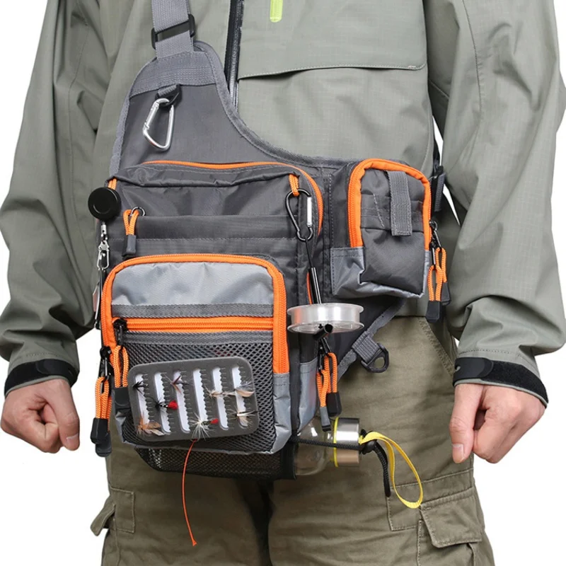 V Cross Fly Fishing Sling Bag Waterproof Multi Function Fishing Waist Bag Tool Pack Outdoor Bag