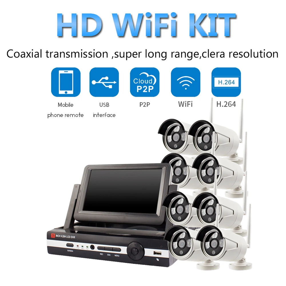 Беспроводная сетевая камера PUAroom 8CH IP Full HD 1080P комплект беспроводного сетевого