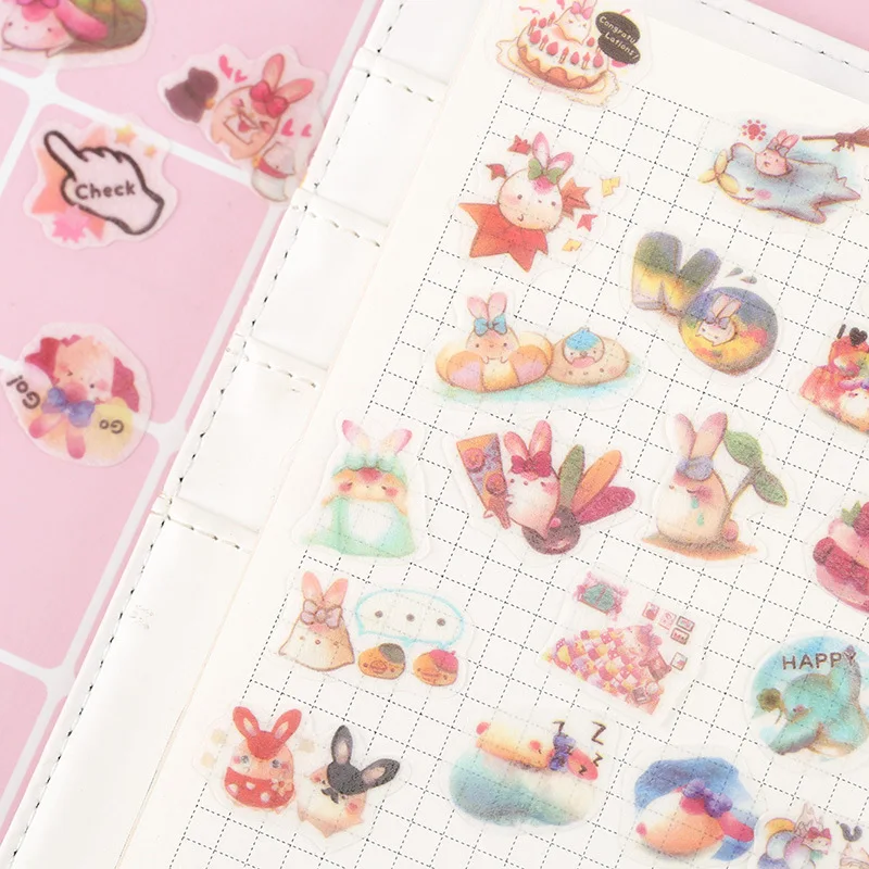 40 sheets Creative Cute Cartoon Sticker Hand painted Kawaii DIY Diary