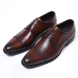 Новинка; черные/темно-коричневые туфли для выпускного вечера с острым носком; модельные туфли для мальчика; Оксфордский бизнес-обувь из