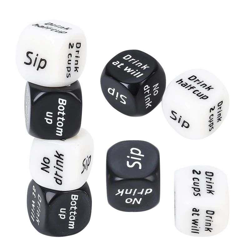 20mm Dice Rounded Corners Colour Hexahedron Dice Black English Font