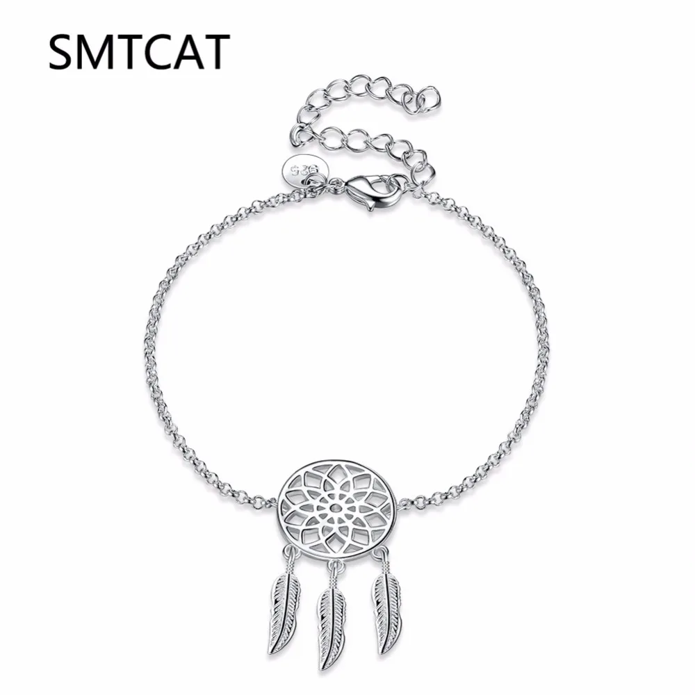 

Dreamcatcher Charm Bracelet For Women Fashion Feather Dream Catcher Bracelets & Bangles Silver Plated Jewelry Pulseira La Plata