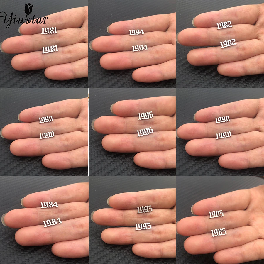 

Yiustar Mini Year Number Stud Earring Stainless Steel Earrings for Women Custom Year 1980 1990 1999 Birthday Gift 1980 to 2000
