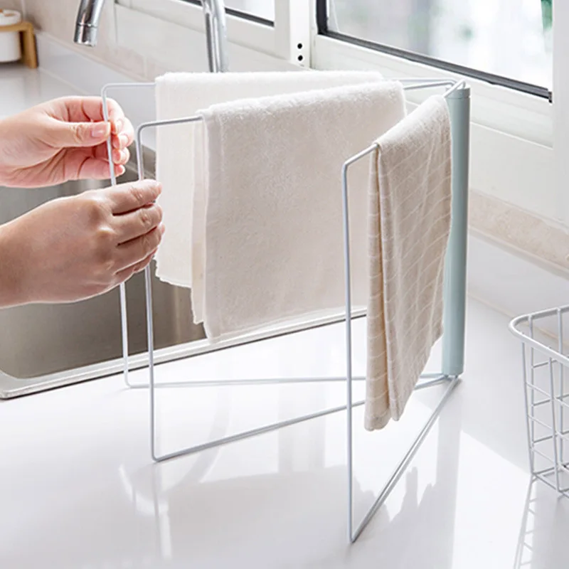 Folding Cloth Rack Iron Folding Towel Stand Rack 3 Layers Kitchen