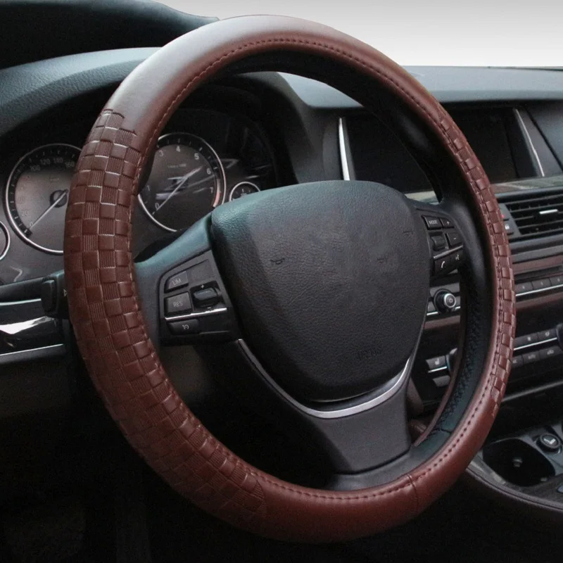 

Universal Car Steering Wheel Cover Genuine Leather Auto Steering Cover Case for BMW Mini Cooper Chevrolet Mazda Toyota Volvo Kia
