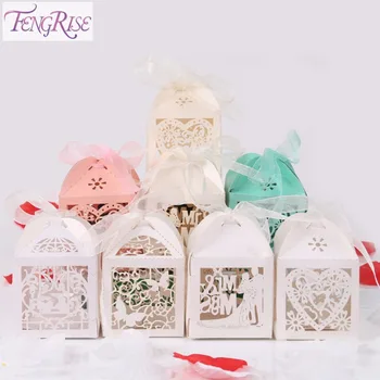 

FENGRISE Mr Mrs 50 Pieces Baby Shower Cutting Bird Candy Box Ribbon Wedding Gifts For Guests Birthday Party Decoration