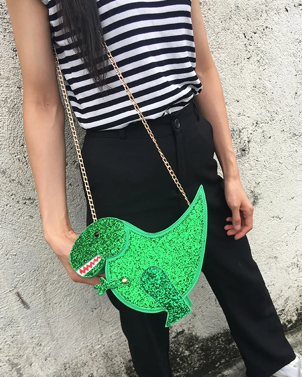 Модная дизайнерская мини-сумка-мессенджер с динозавром из искусственной кожи, женская сумочка на цепочке, женская сумка на плечо с клапаном
