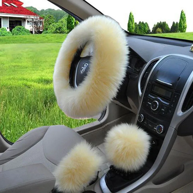 beige auto steering wheel cover
