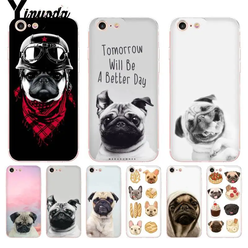 

Yinuoda For iphone 7 6 X Case Cute Cartoon Pug Luxury Coque Shell Phone Case for iPhone 8 7 6 6S Plus X 10 5 5S SE 5C XS XR