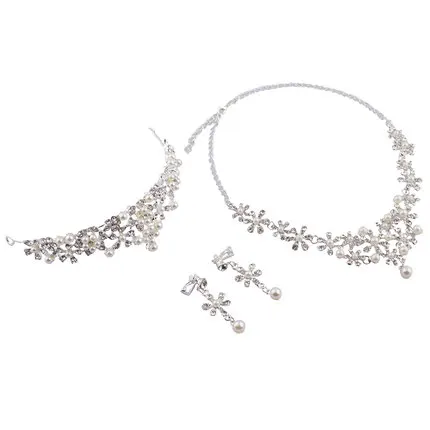 Aliexpress Yilana Bride Bridal Jewelry Sets Pearl Wedding Aliexpress Yilana Bride Bridal Jewelry Sets Pearl Wedding Tiara Necklace Clip Earrings Rhinestone Hair Accessories For Party From