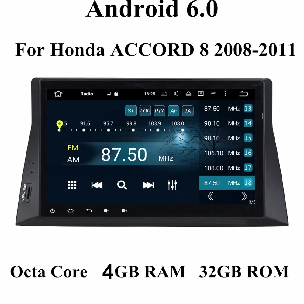 

10.1" Android 6.0 Car Radio GPS Multimedia Head Unit for Honda Accord 8 2008-2011 With 4GB RAM Bluetooth USB 4G WIFI Mirror-link