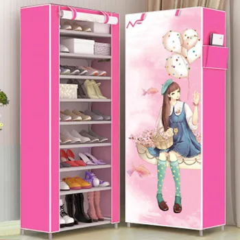 

Fashion Modern Ten Layers 3D Pattern Cartoon Shoe Cabinet Non-woven Cloth Shoe Shelf Space Saver Shoe Rack Organizer